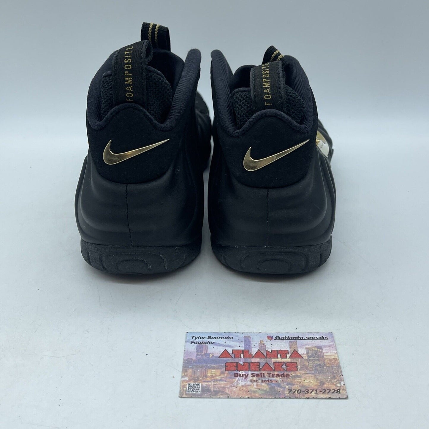 Size 10 - Nike Air Foamposite Pro Black Metallic Gold Leather (624041-009)