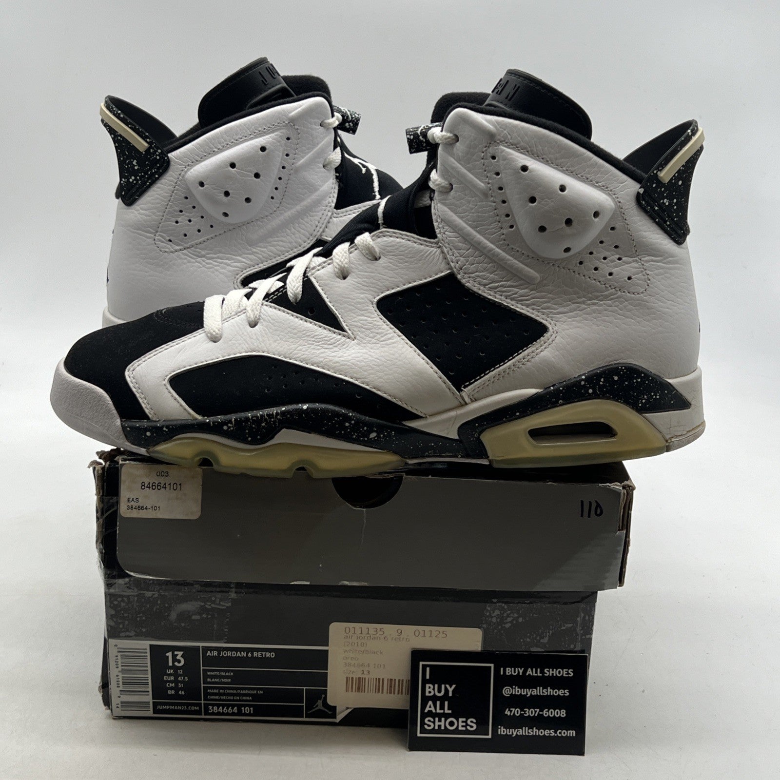 Size 13 - Air Jordan 6 Retro Oreo (384664-101)