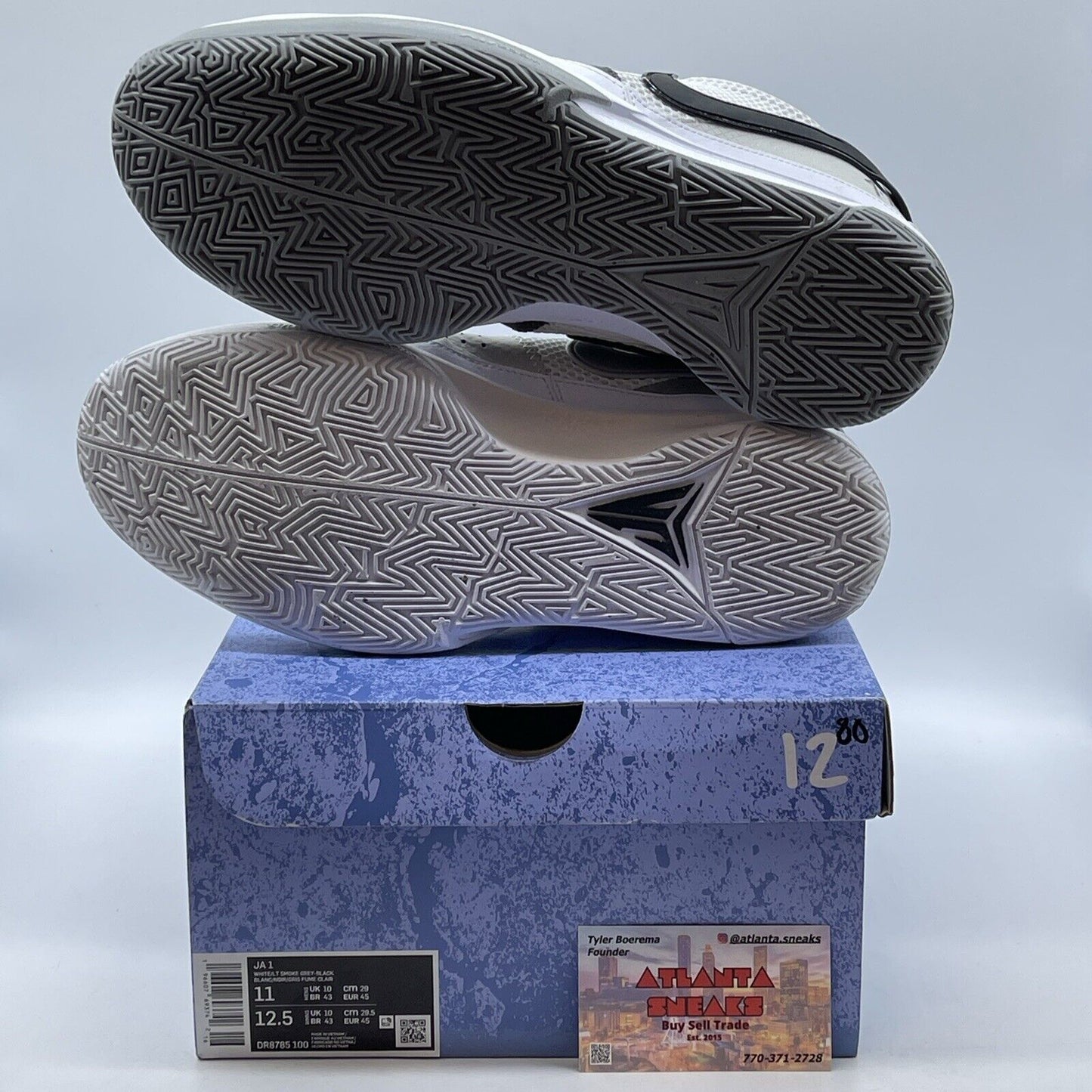 Size 11 - Nike Ja 1 Light Smoke Grey White Orange Black Leather (DR8785-100)