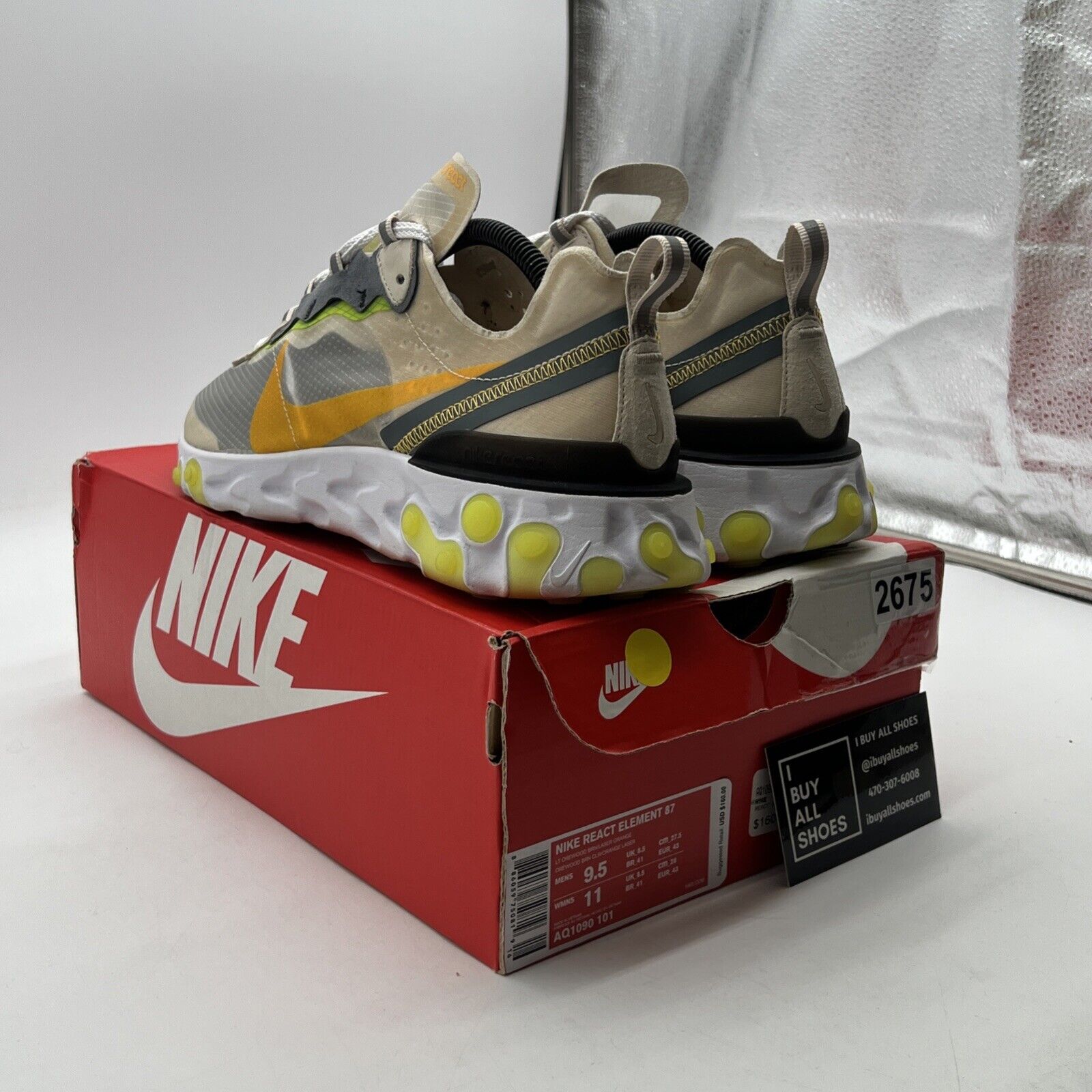 Size 9.5 - Nike React Element 87 Light Orewood (AQ1090-101)