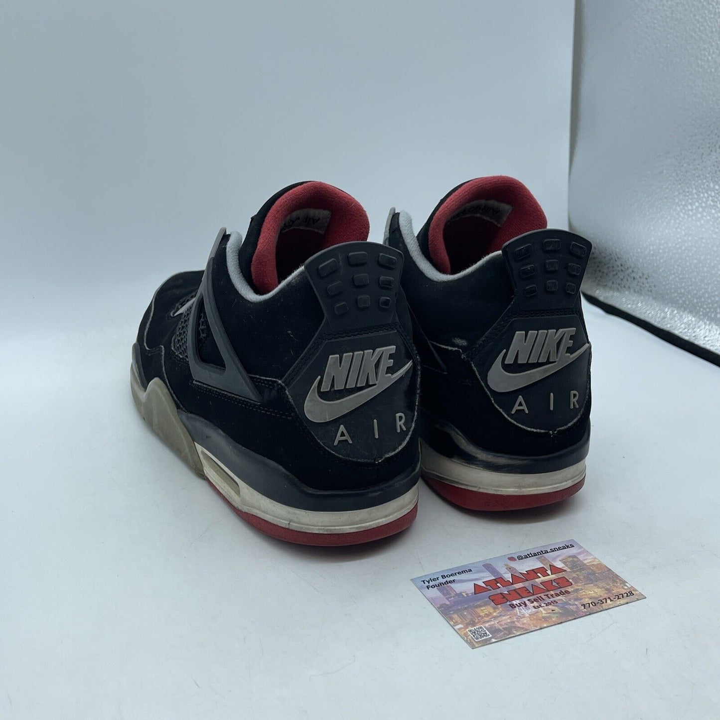 Size 10 - Jordan 4 Retro OG Mid Bred Black Red Grey Suede Leather (308497-060)