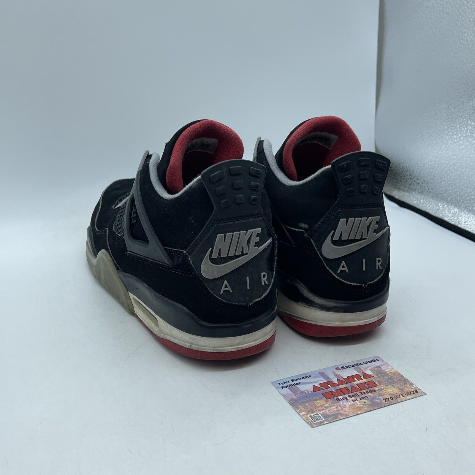 Size 10 - Jordan 4 Retro OG Mid Bred Black Red Grey Suede Leather (308497-060)