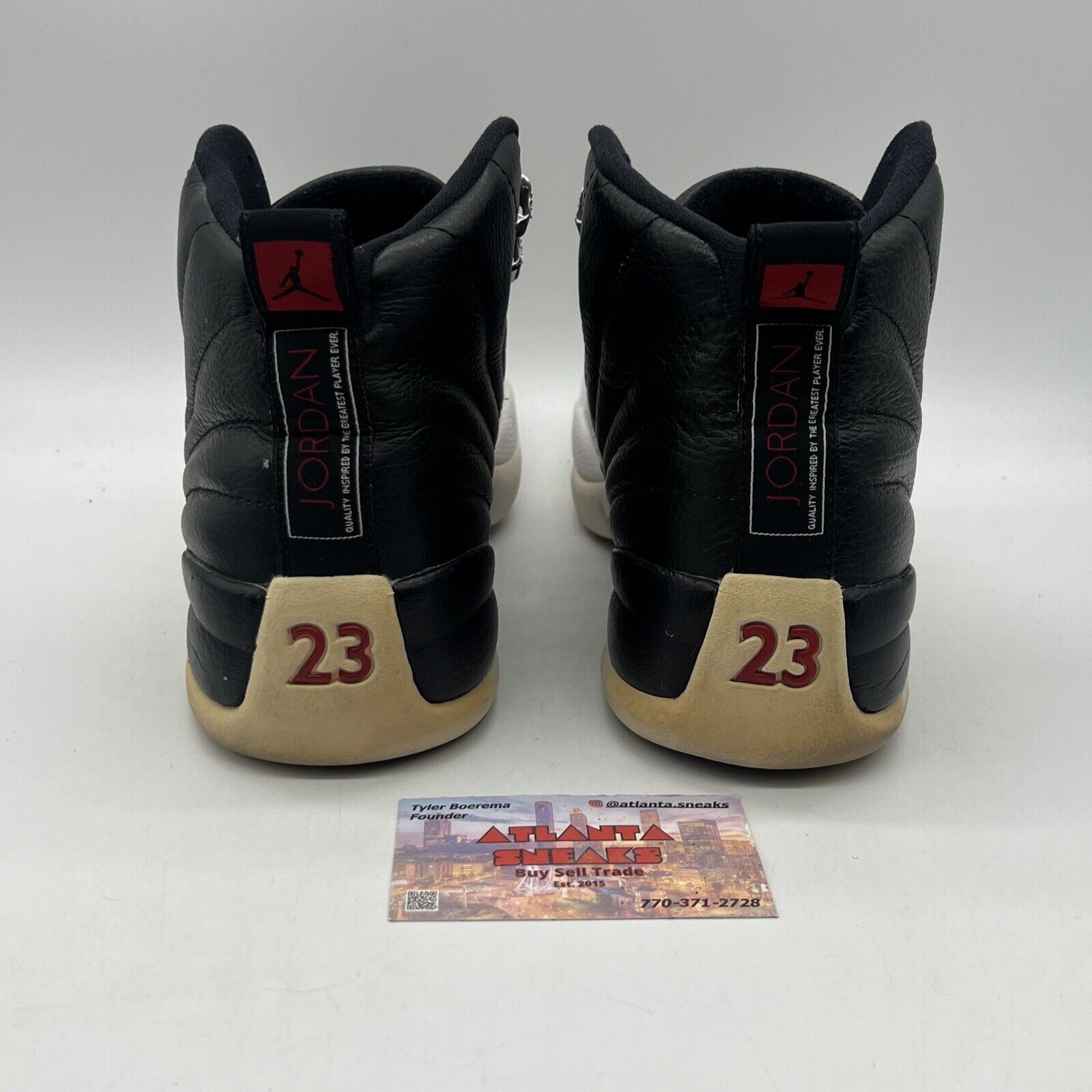 Size 10.5 - Air Jordan 12 Retro 2012 Playoff Black White Red Leather Used