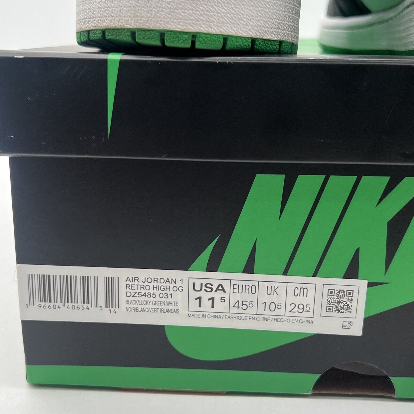 Size 11.5 - Air Jordan 1 Retro OG High Lucky Green Black White (DZ5485-031)