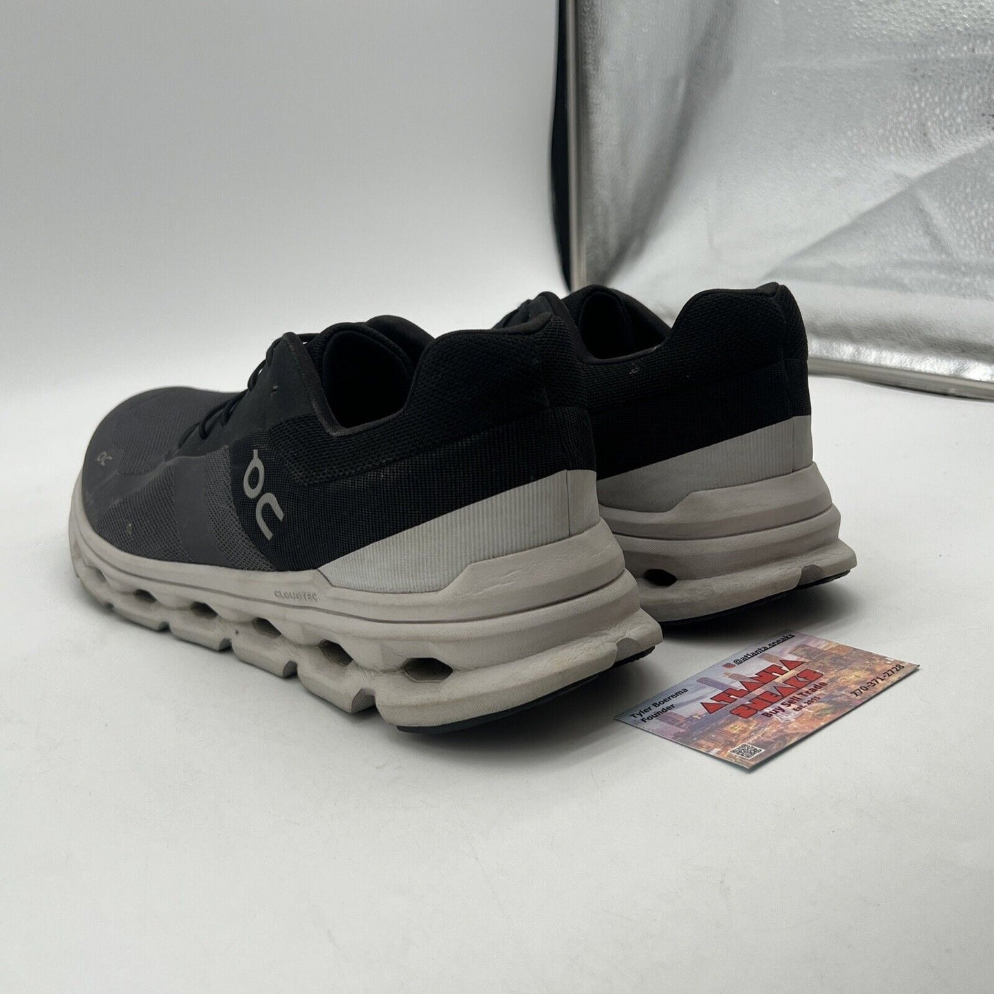 Size 12 - On Cloudrunner Running Shoes Black Gray Sneakers Athletic Casual