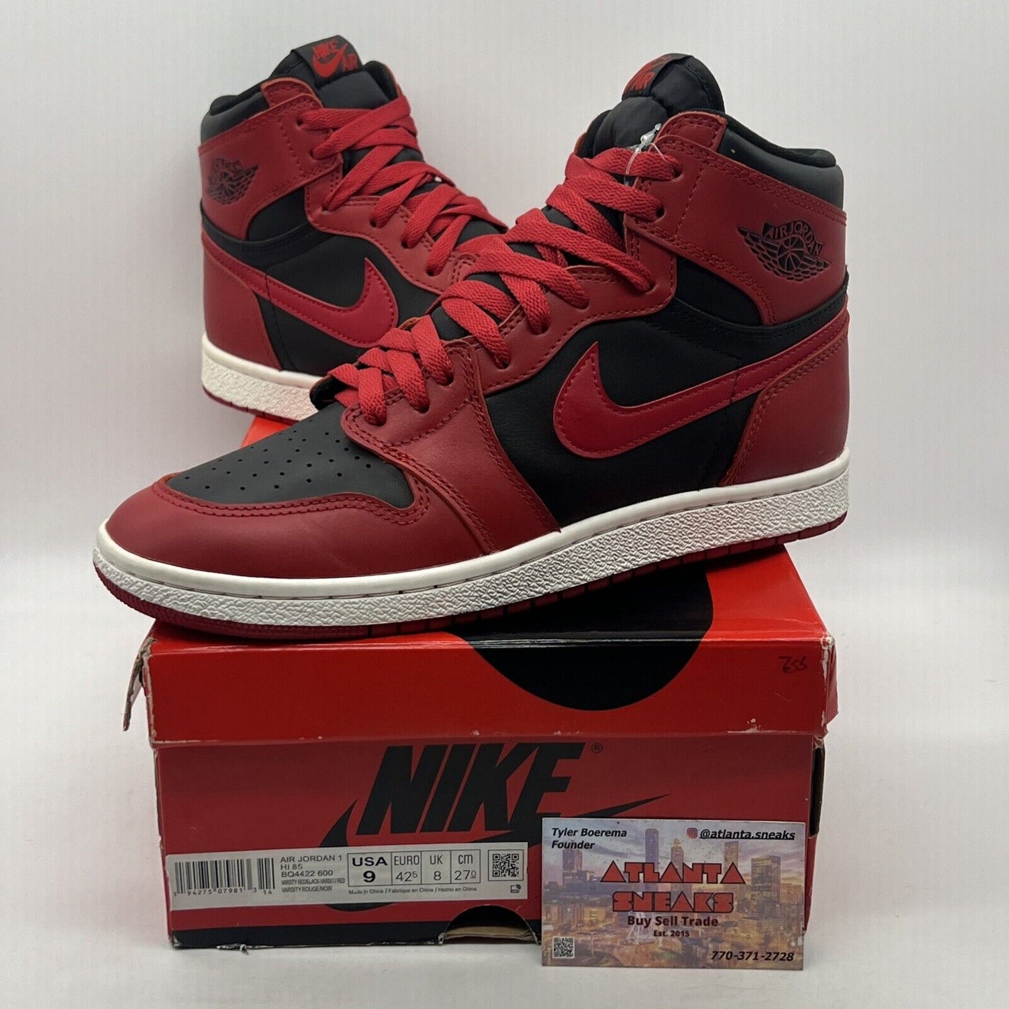 Size 9 - Jordan 1 Retro High 85 Varsity Red 2020 Black White Leather BQ4422-600