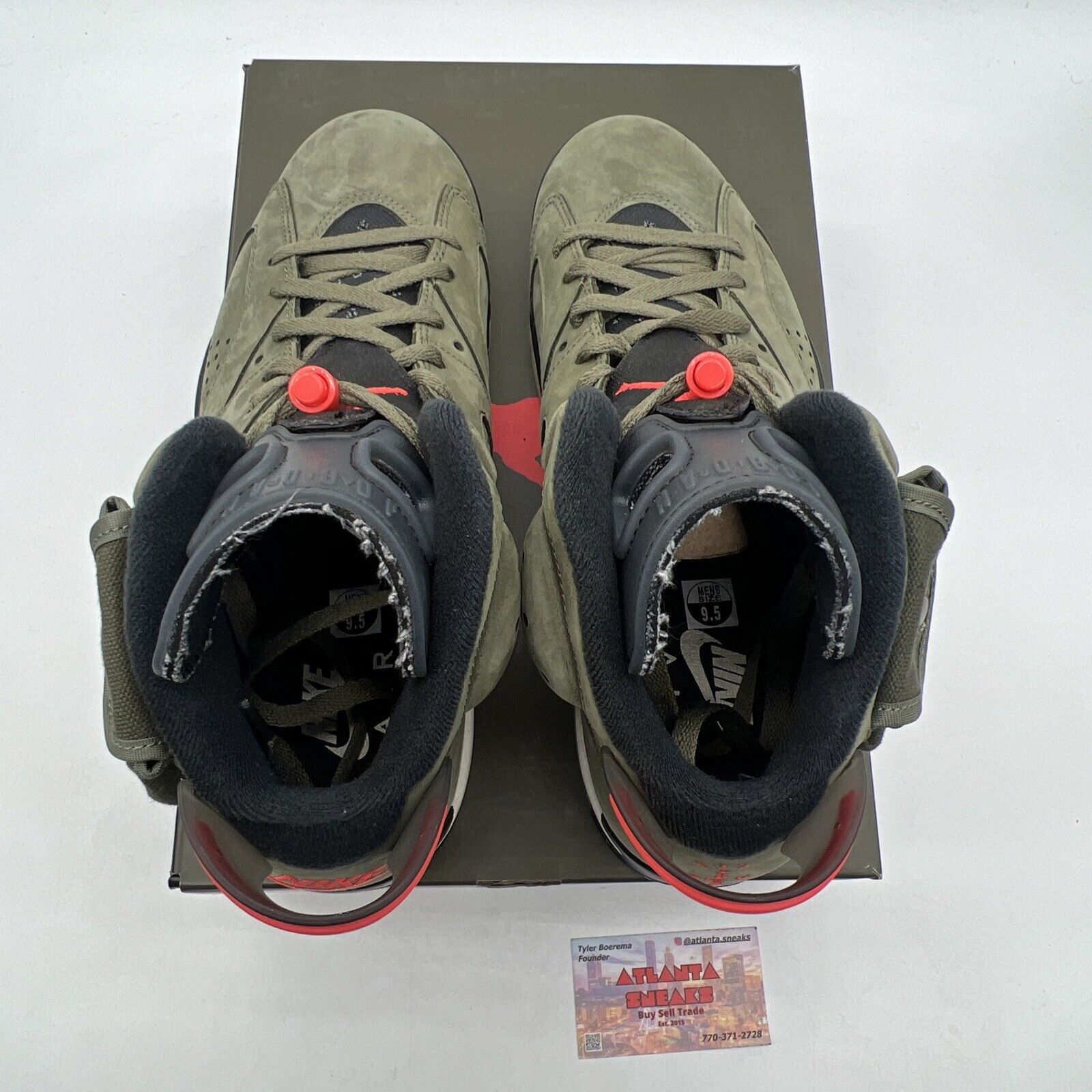 Size 9.5 - Jordan 6 Retro x Travis Scott Mid Olive Black Red (CN1084-200)