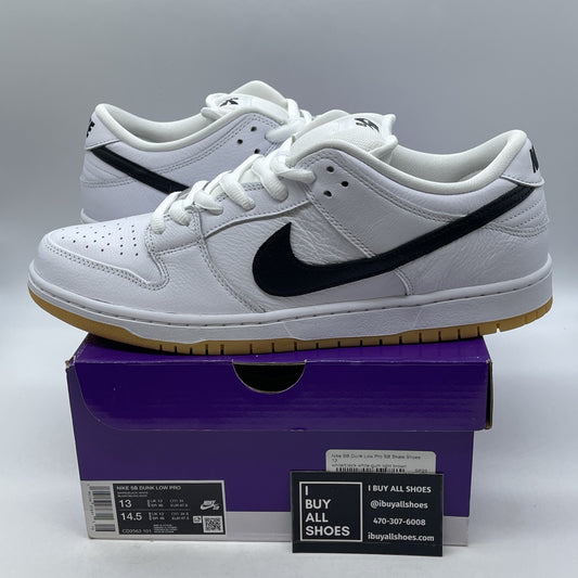 Size 13 - Nike SB Dunk Low White Gum Black Leather (CD2563-101)
