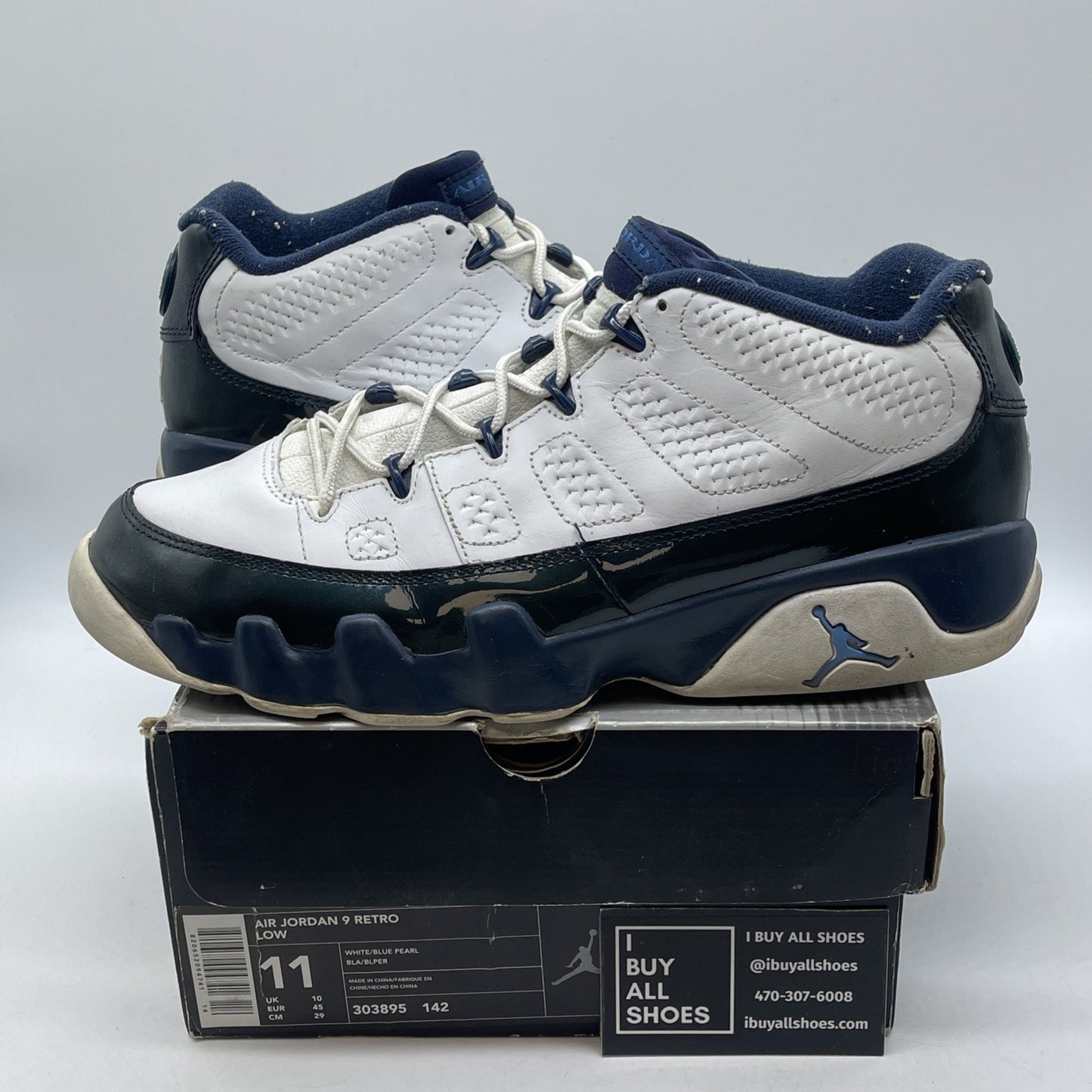 Size 11 - Air Jordan 9 Retro 2002 Low Blue Pearl White Leather (303895-142)