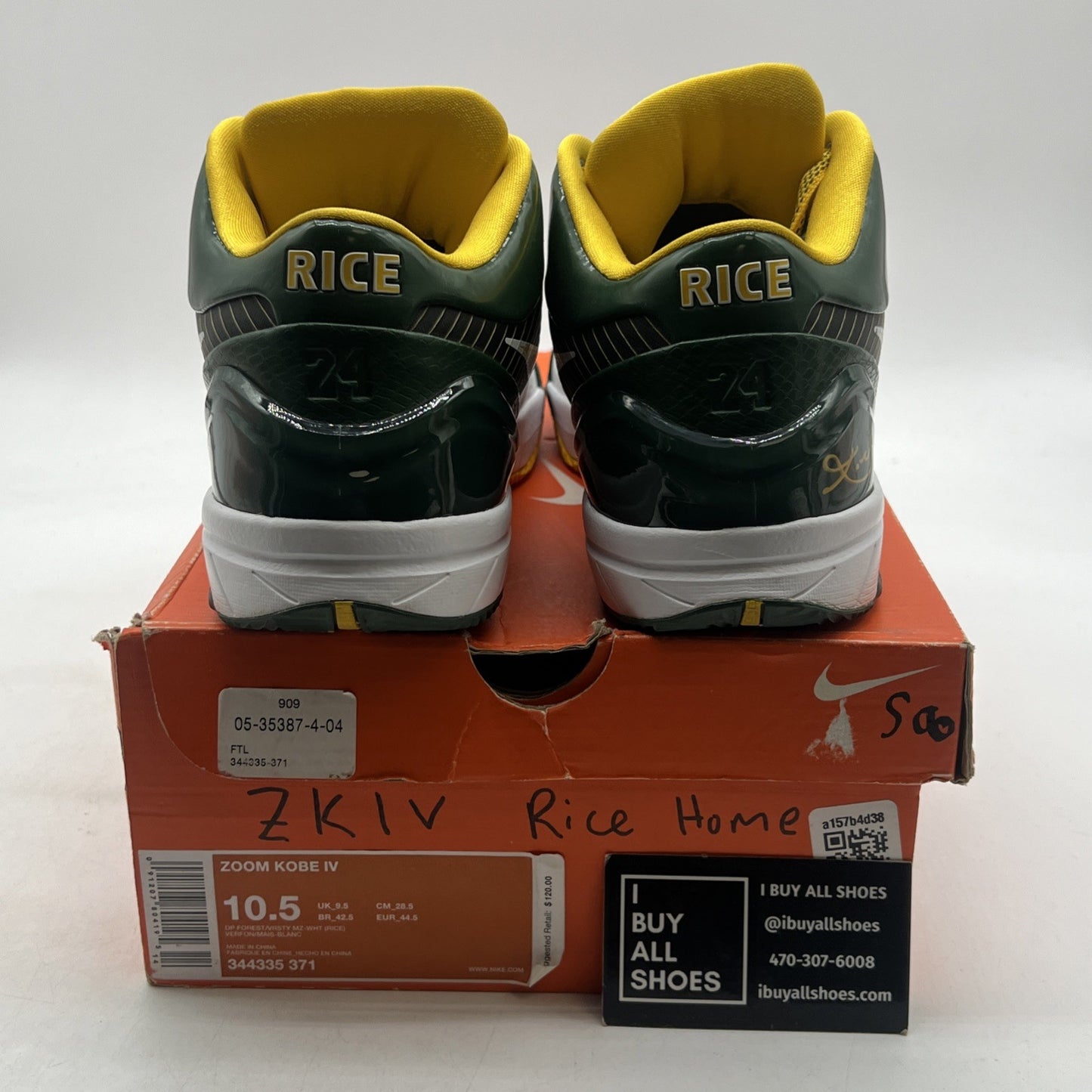 Size 10.5 - Nike Zoom Kobe 4 Rice Home (344335-371)
