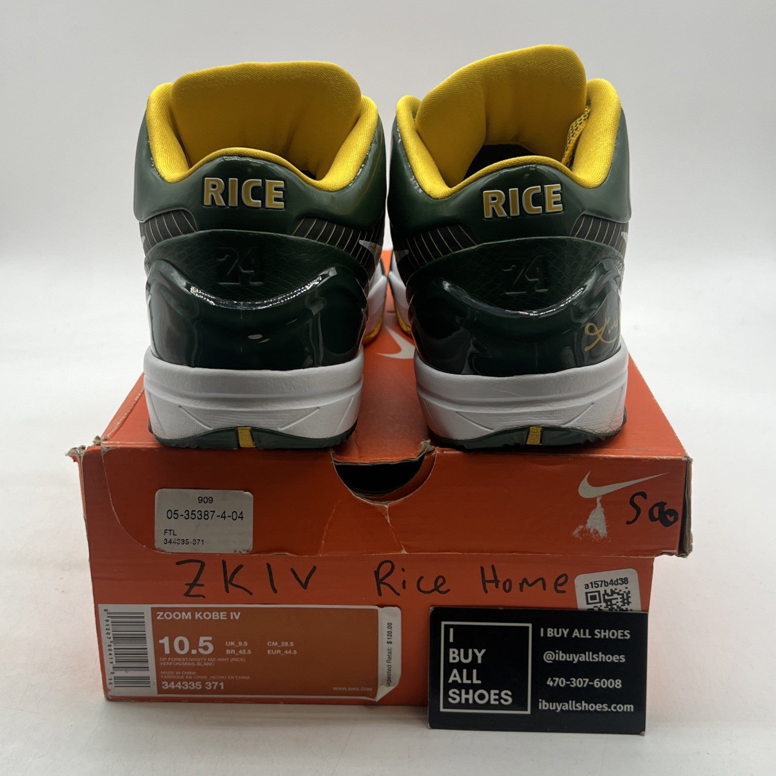 Size 10.5 - Nike Zoom Kobe 4 Rice Home (344335-371)