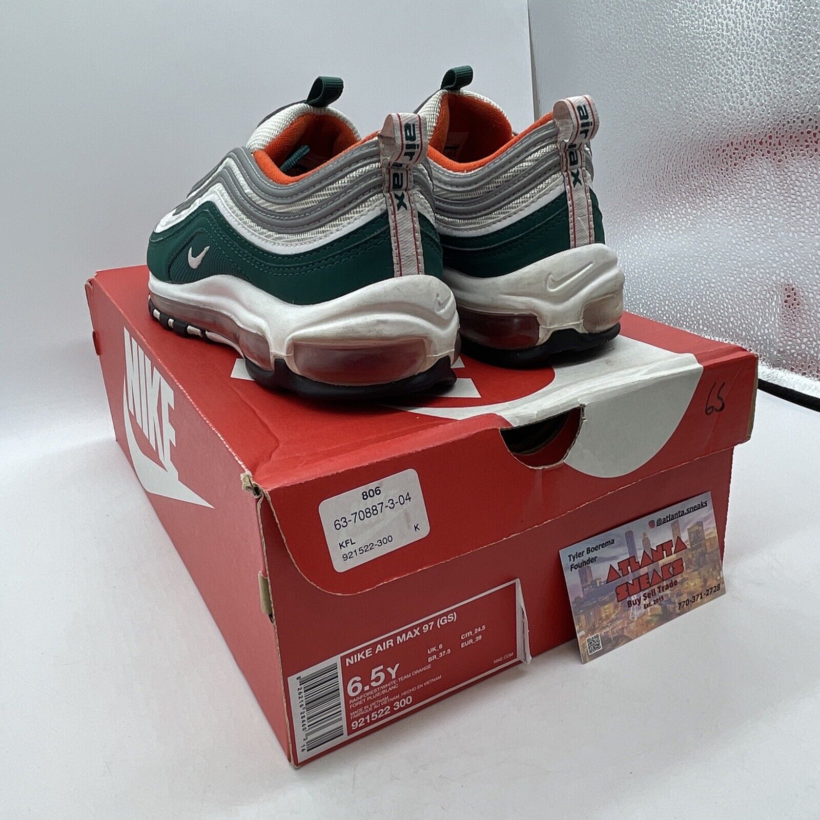 Size 5.5 (GS) - Nike Air Max 97 Low Miami Dolphins Leather (921522-300)