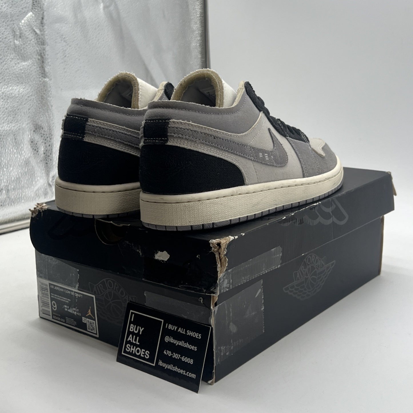Size 9 - Air Jordan 1 SE Craft Low Inside Out - Cement Grey (DZ4135-002)