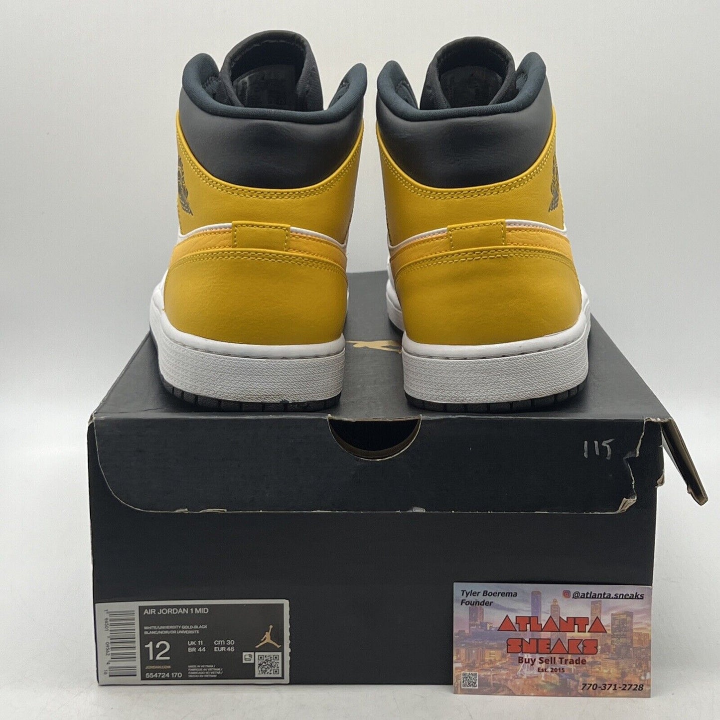 Size 12 - Air Jordan 1 Mid University Gold White Black Yellow Leather 554724-170