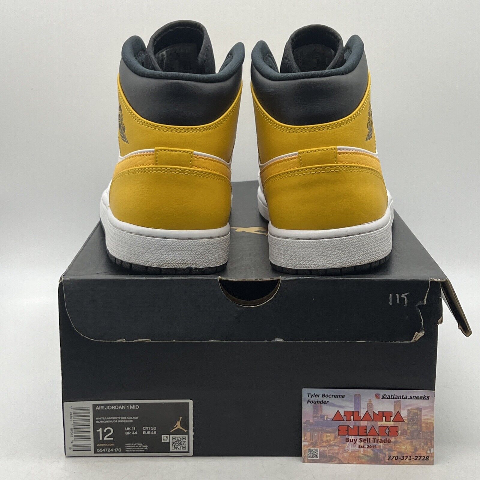 Size 12 - Air Jordan 1 Mid University Gold White Black Yellow Leather 554724-170