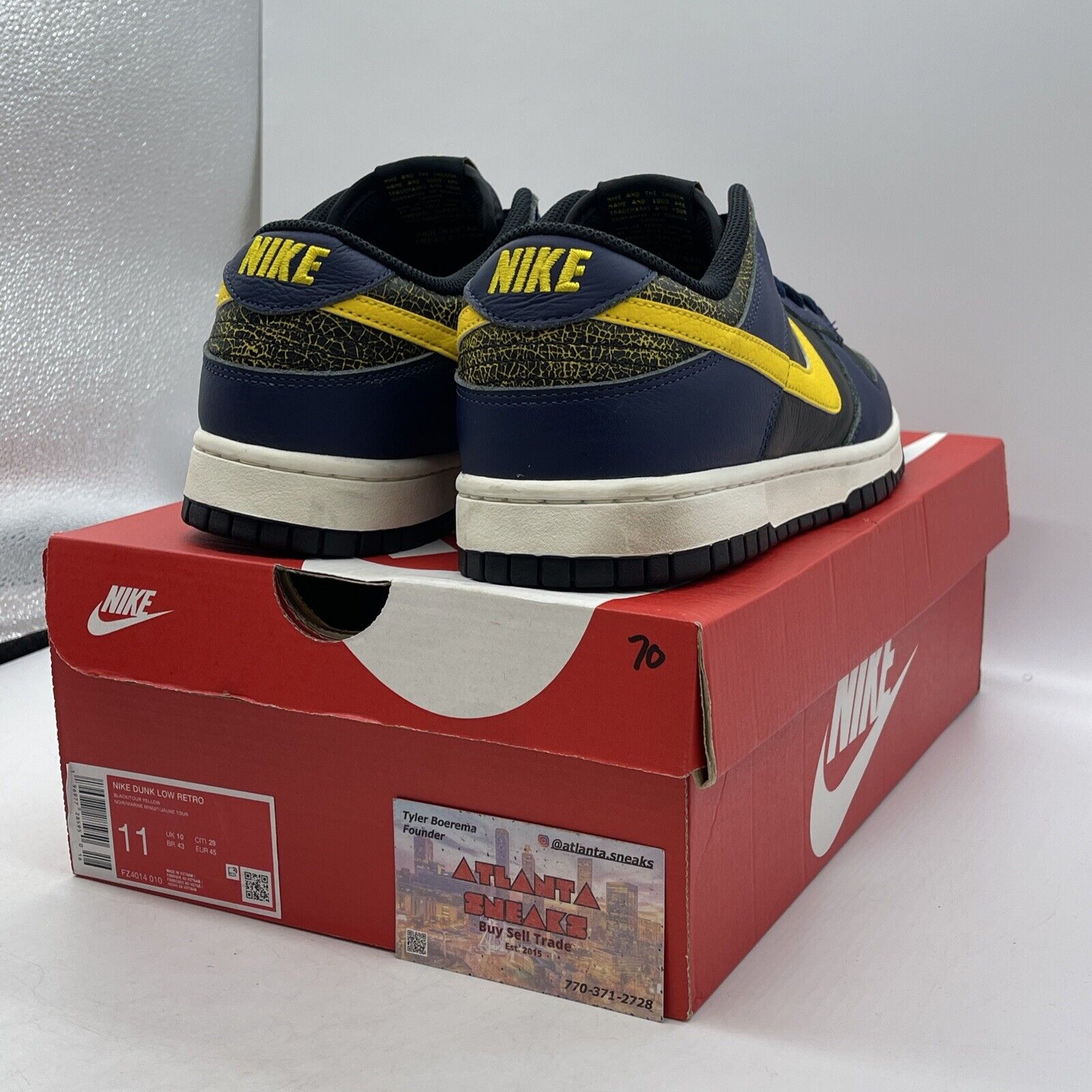 Size 11 - Nike Dunk Low Vintage Michigan Black Blue Yellow Leather (FZ4014-010)