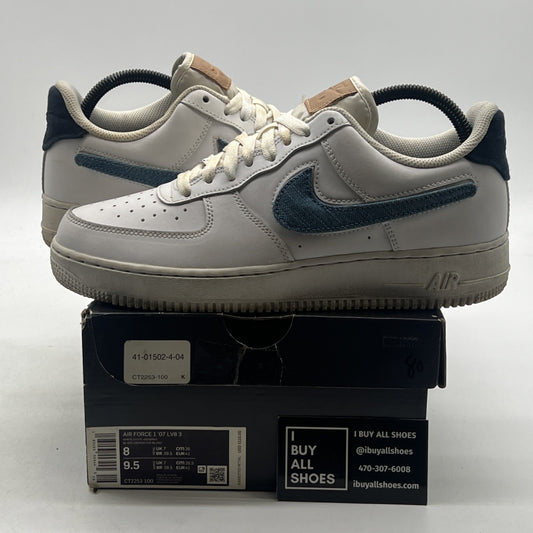 Size 8 - Nike Air Force 1 '07 LV8 Low Removable Swoosh - White Vachetta Tan