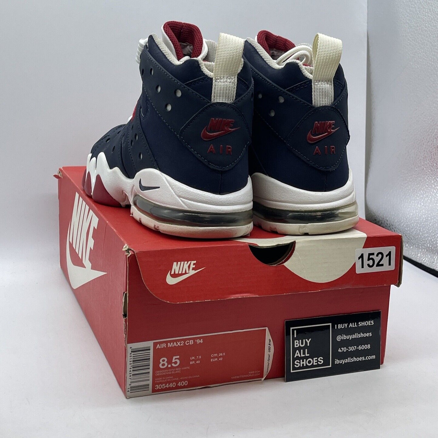 Size 8.5 - Nike Air Max 2 CB 94 Obsidian Blue Red White Suede (305440-400)