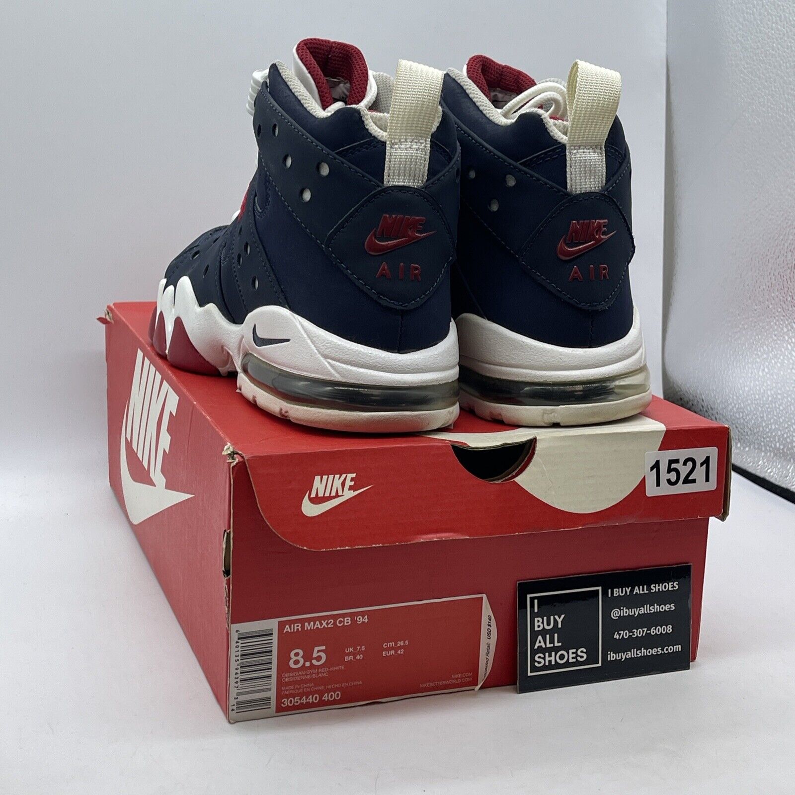 Size 8.5 - Nike Air Max 2 CB 94 Obsidian Blue Red White Suede (305440-400)
