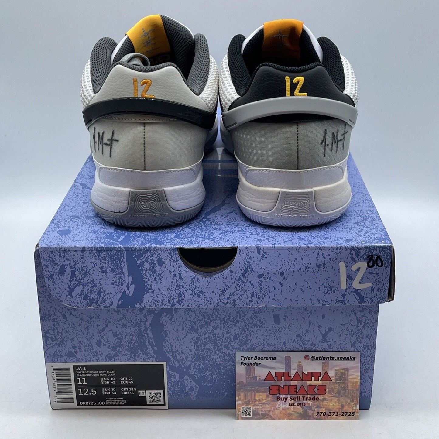 Size 11 - Nike Ja 1 Light Smoke Grey White Orange Black Leather (DR8785-100)