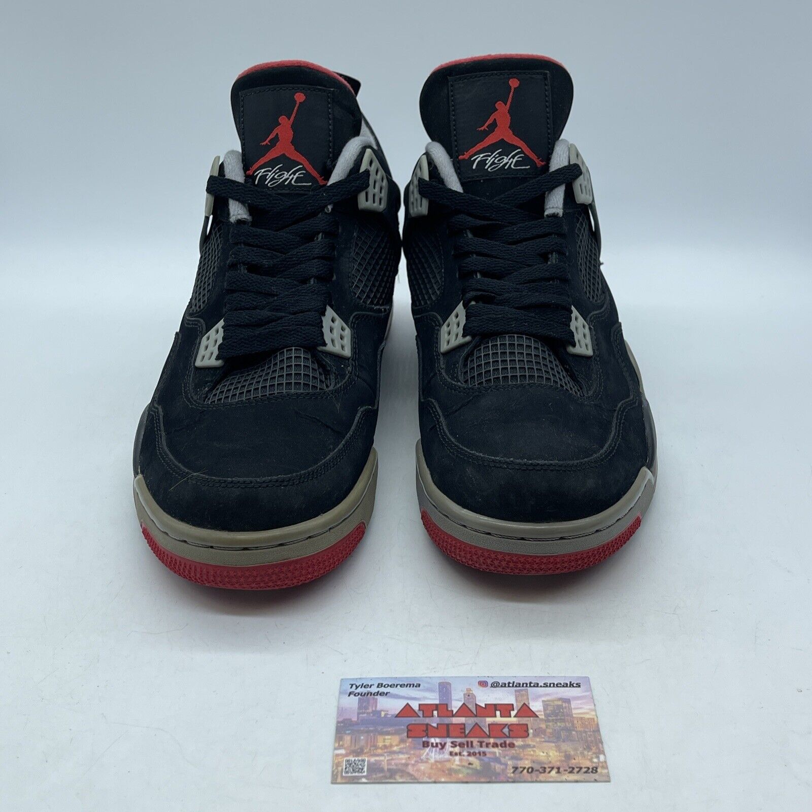 Size 11 - Jordan 4 Retro bred release 2012 Black Suede Leather (308497-089)