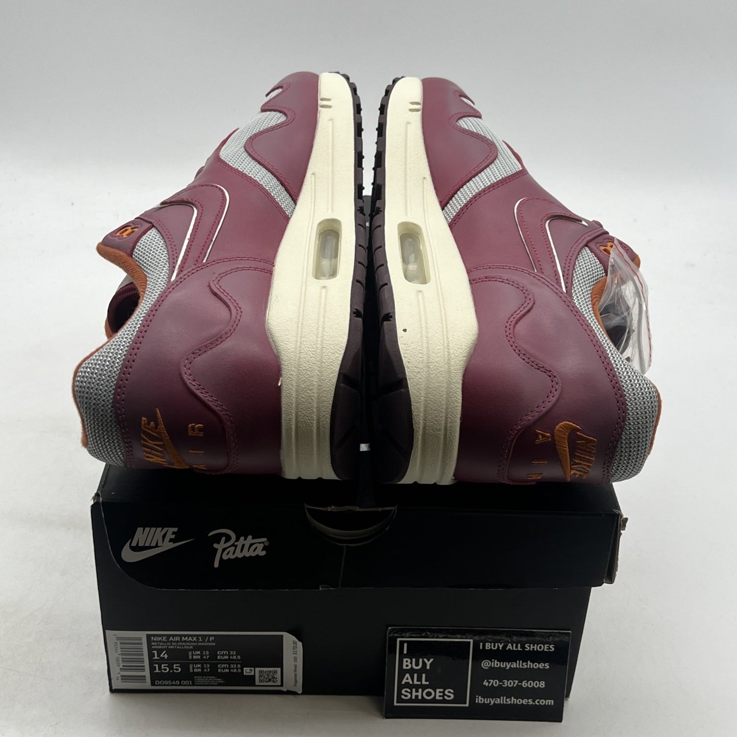 Size 14 - Nike Patta x Air Max 1 Rush Maroon (DO9549-001)