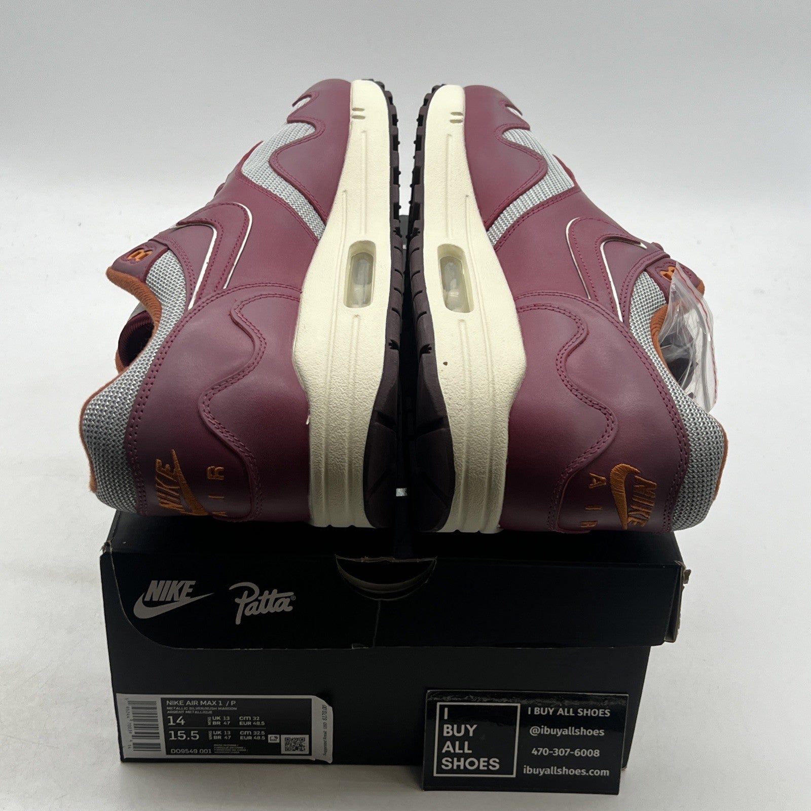 Size 14 - Nike Patta x Air Max 1 Rush Maroon (DO9549-001)