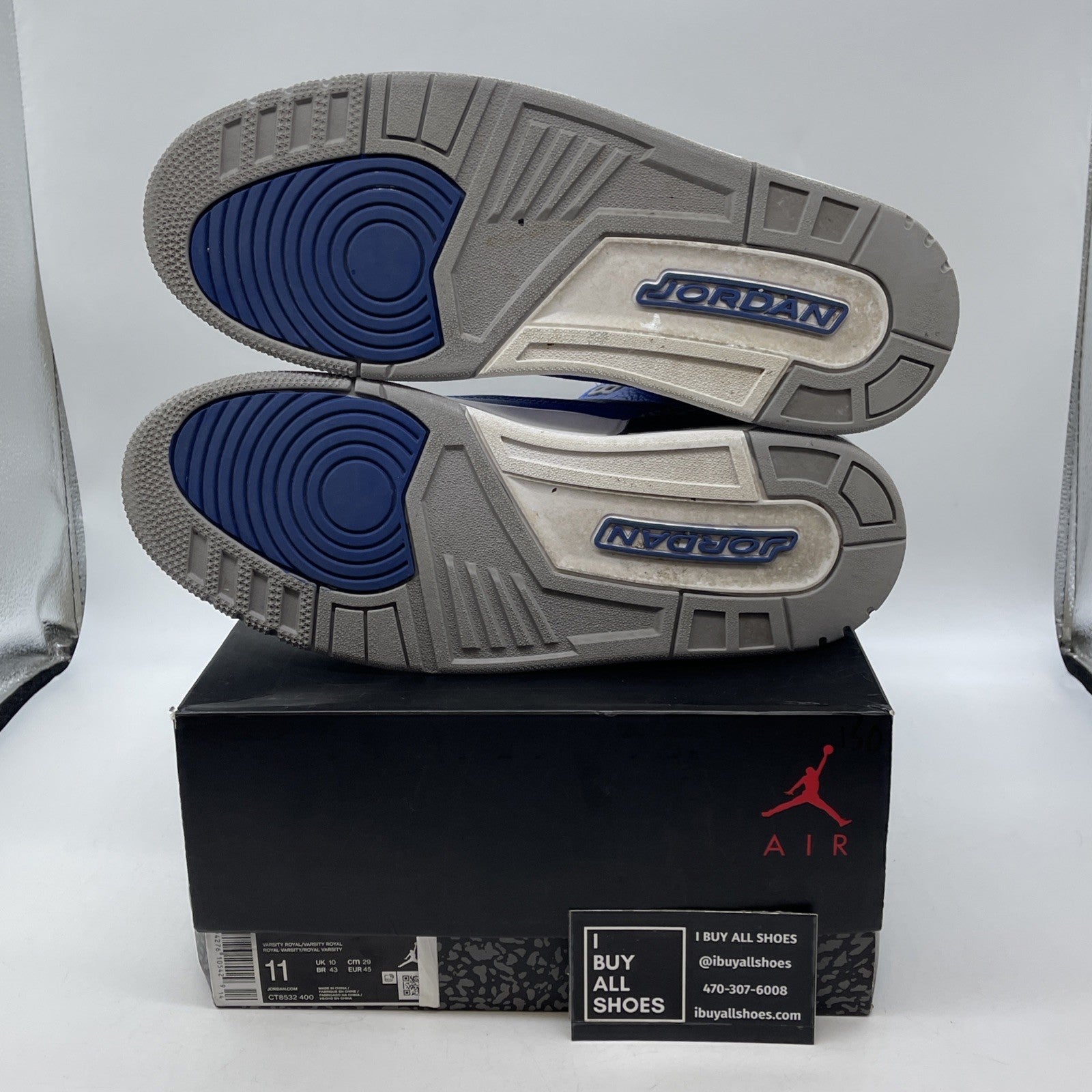 Size 11 - Jordan 3 Retro Varsity Royal Blue Grey Suede Leather (CT8532-400)