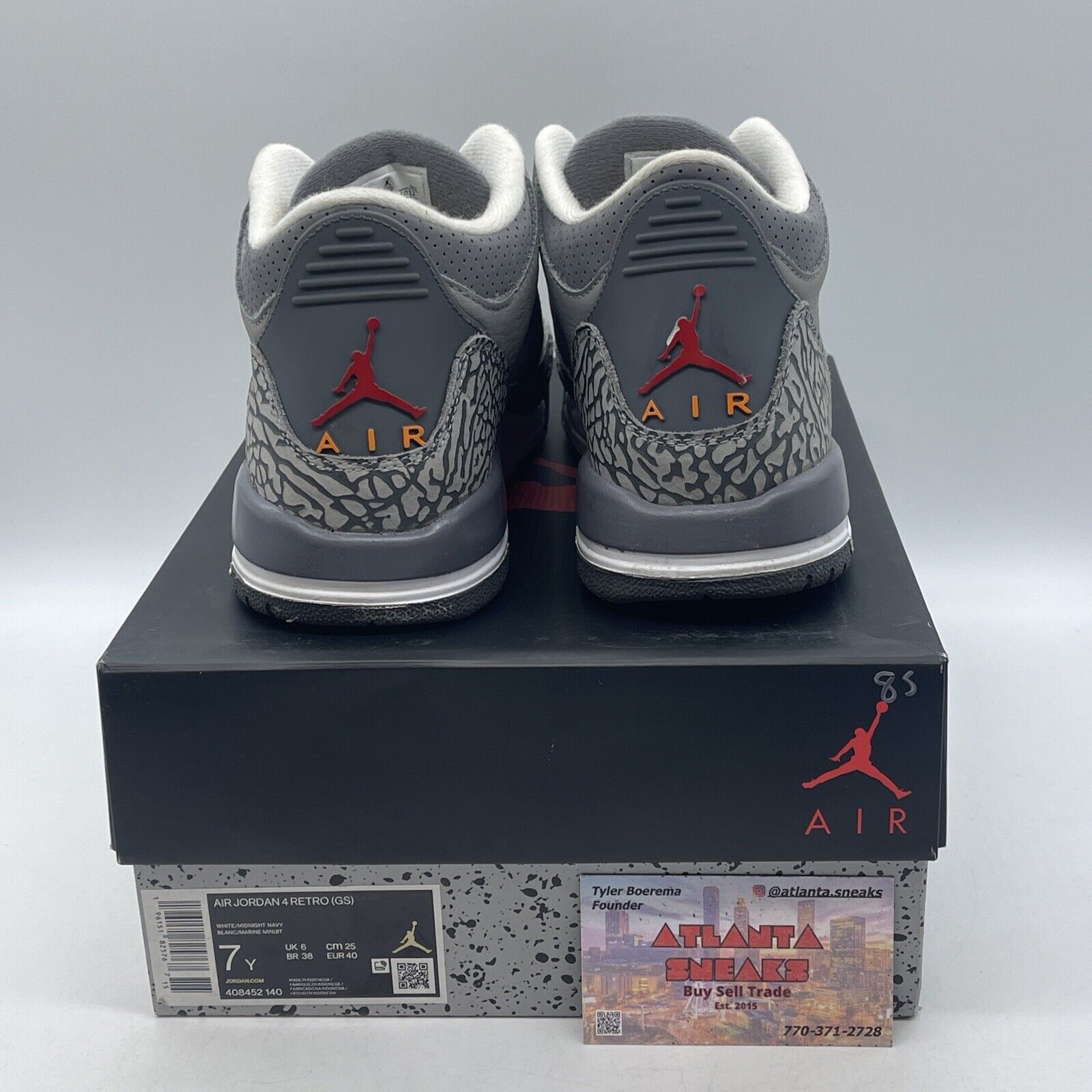 Size 7Y- Jordan 3 Retro Mid Cool Grey White Suede Leather (398614-012)