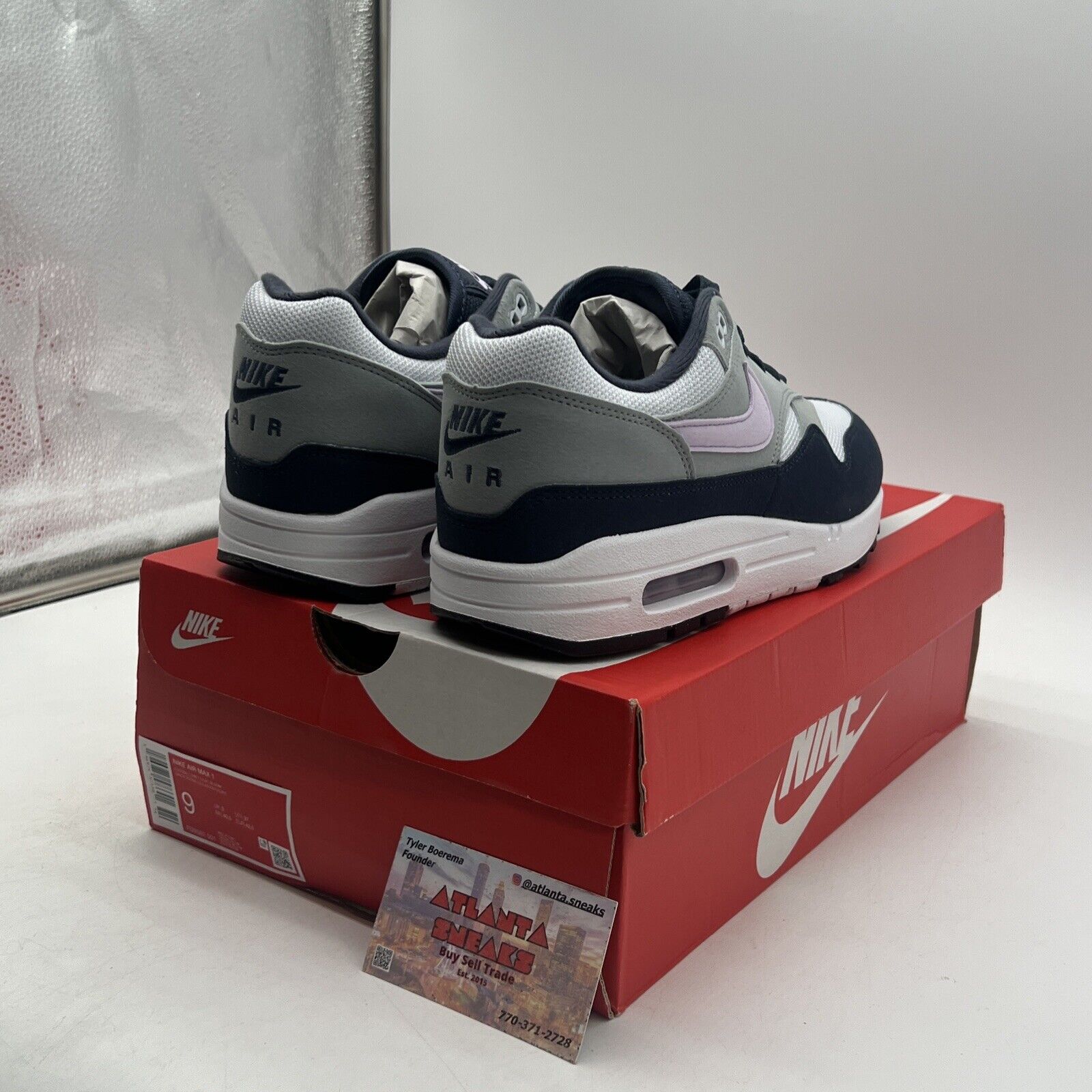 Size 9 - Nike Air Max 1 Obsidian Lilac Bloom White Navy (FD9082-001)