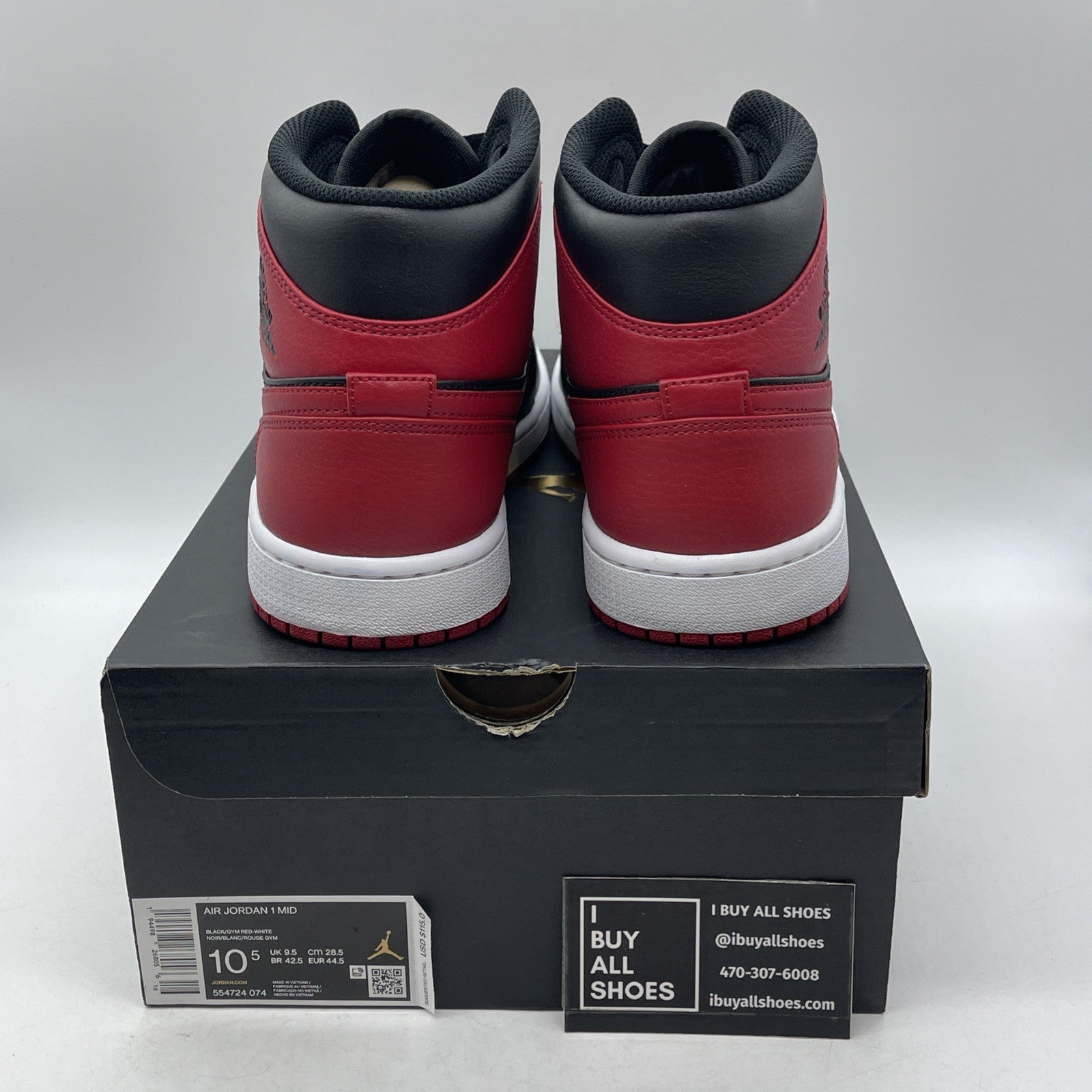 Size 10.5 - Air Jordan 1 Mid Banned 2020 (554724-074)
