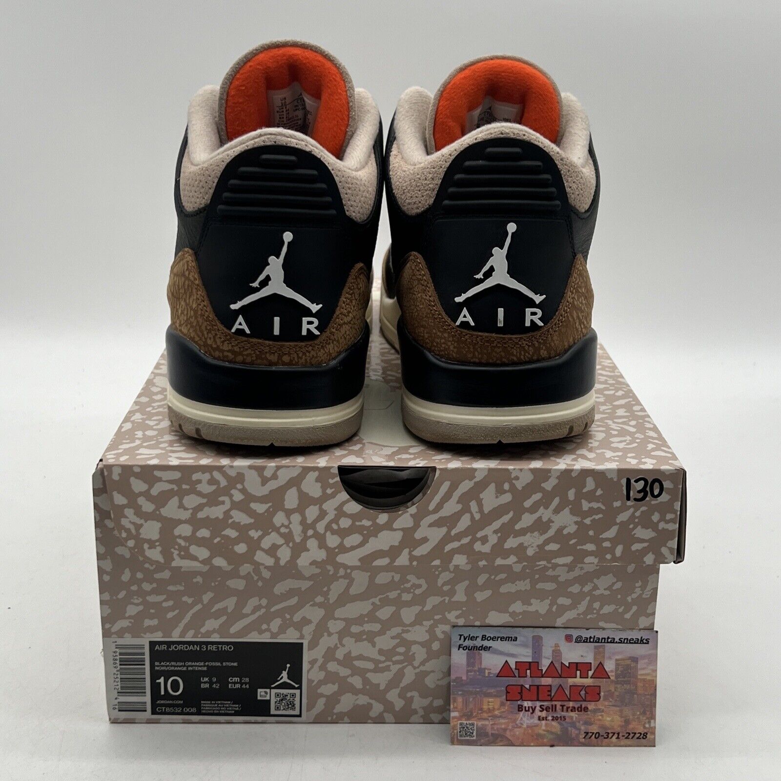 Size 10 - Jordan 3 Retro Mid Desert Elephant Black Brown Leather Red CT8532-008