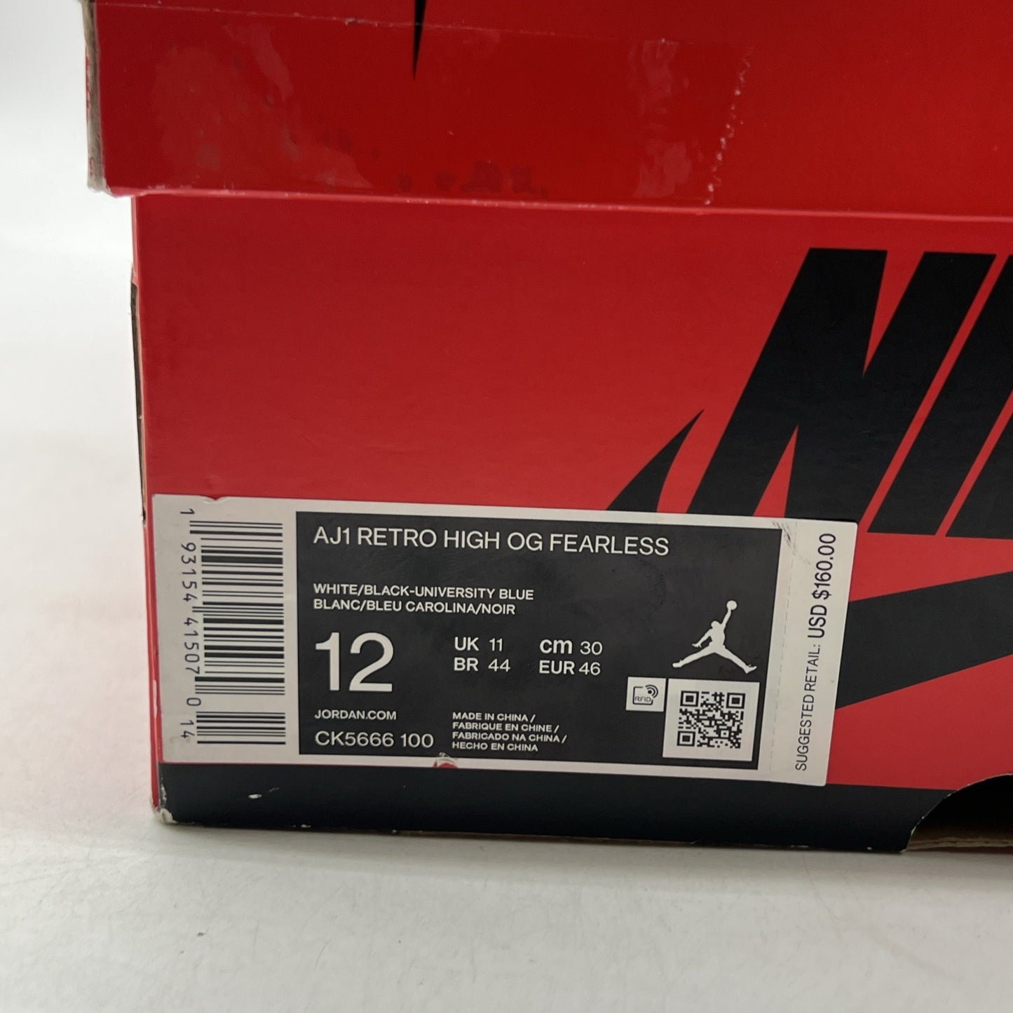 Size 12 - Air Jordan 1 Retro OG High Fearless (CK5666-100)