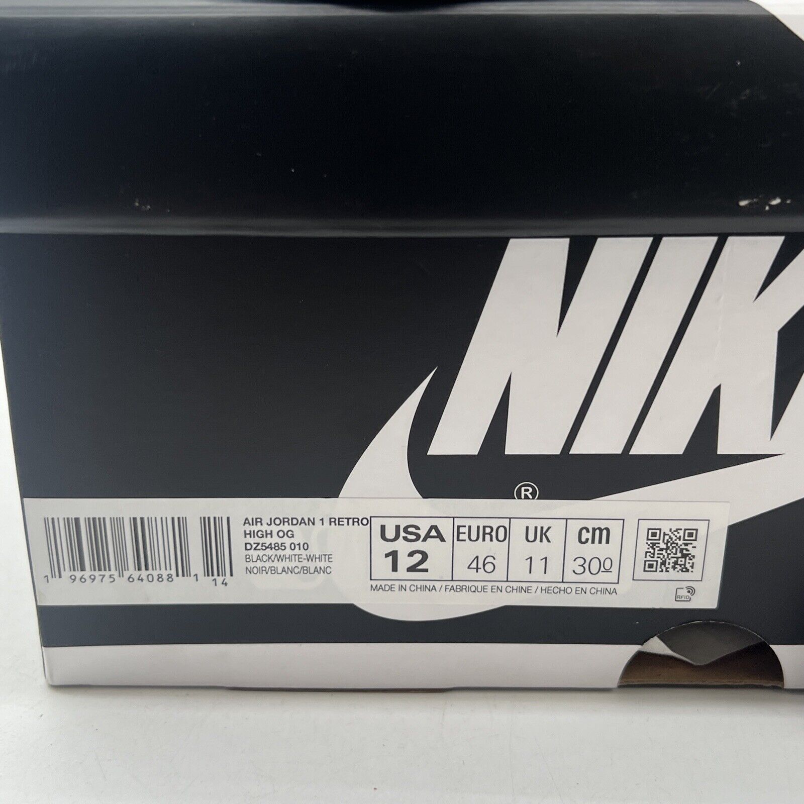 Size 12 - Air Jordan 1 Retro OG High Black White 2.0 (DZ5485-010)