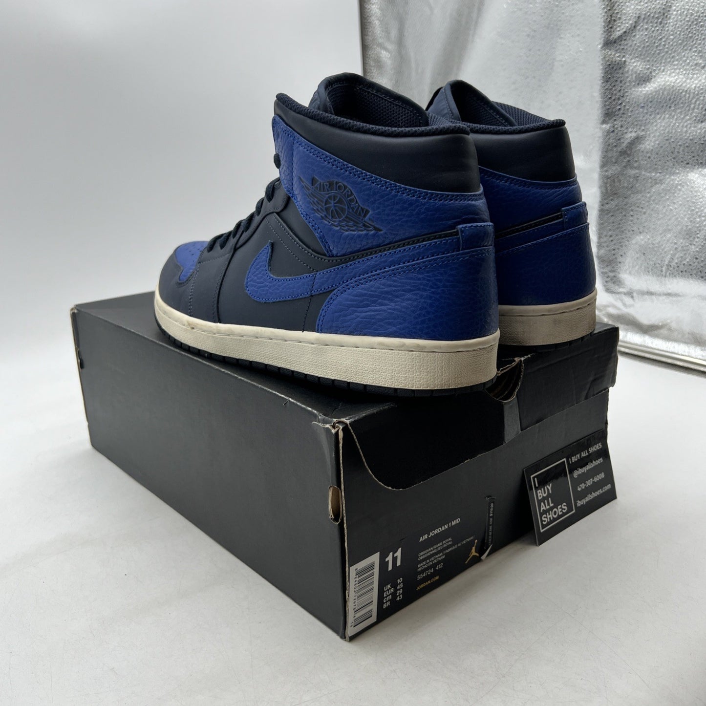 Size 11 - Air Jordan 1 Retro Mid Obsidian Royal (554724-412)