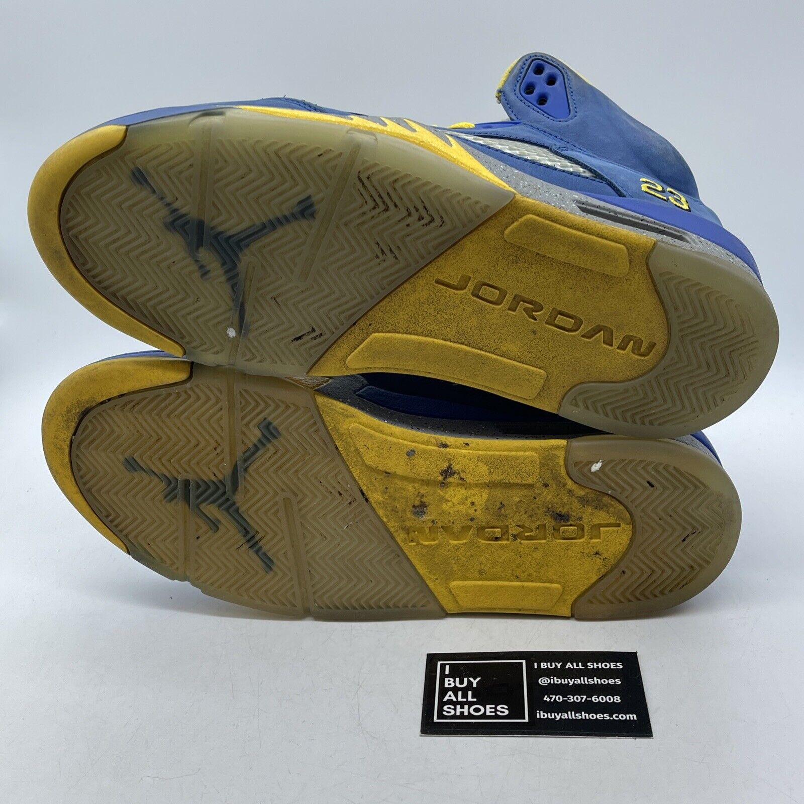 Size 10 - Air Jordan 5 Retro Laney Blue Grey Yellow Suede Leather (CD2720-400)