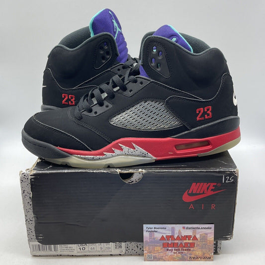 Size 10 - Jordan 5 Retro Top 3 Black 2020 Purple Blue Red Suede (CZ1786-001)