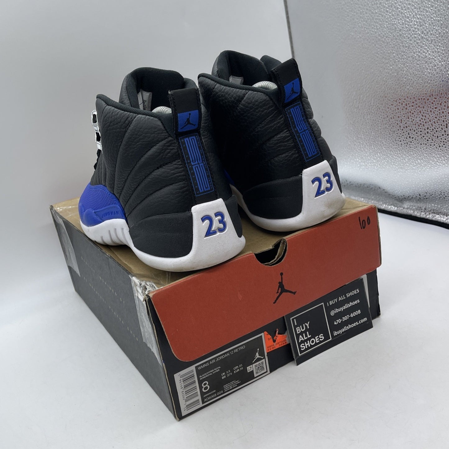 Size 8W - Air Jordan 12 Retro Hyper Royal Blue Black Leather (AO6068-004)