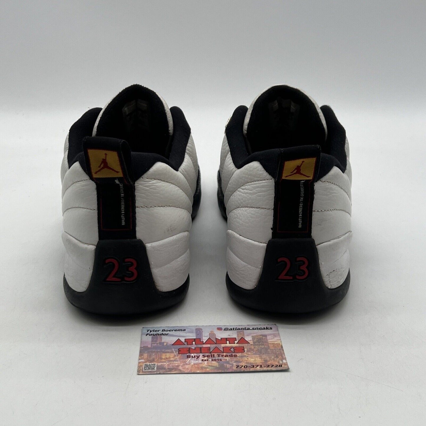 Size 10.5 - Air Jordan 12 Retro 2011 Low Taxi Black White Leather (308317-104)