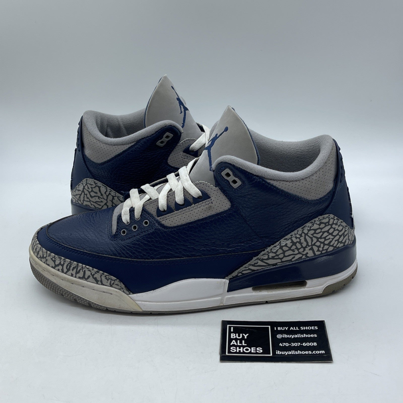 Size 12 - Jordan 3 Retro Georgetown Blue Grey White Suede Leather (CT8532-401)