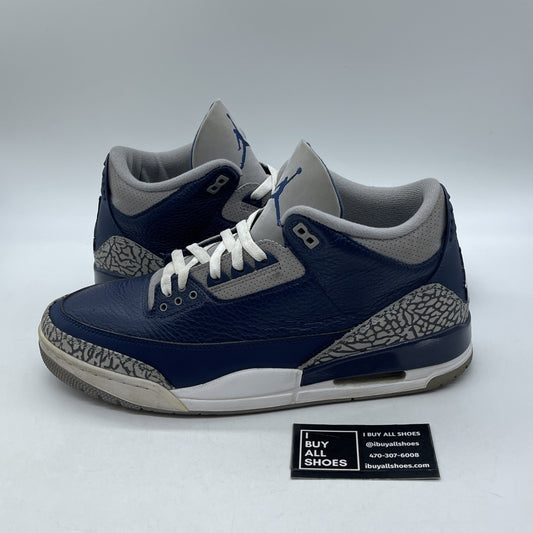 Size 12 - Jordan 3 Retro Georgetown Blue Grey White Suede Leather (CT8532-401)
