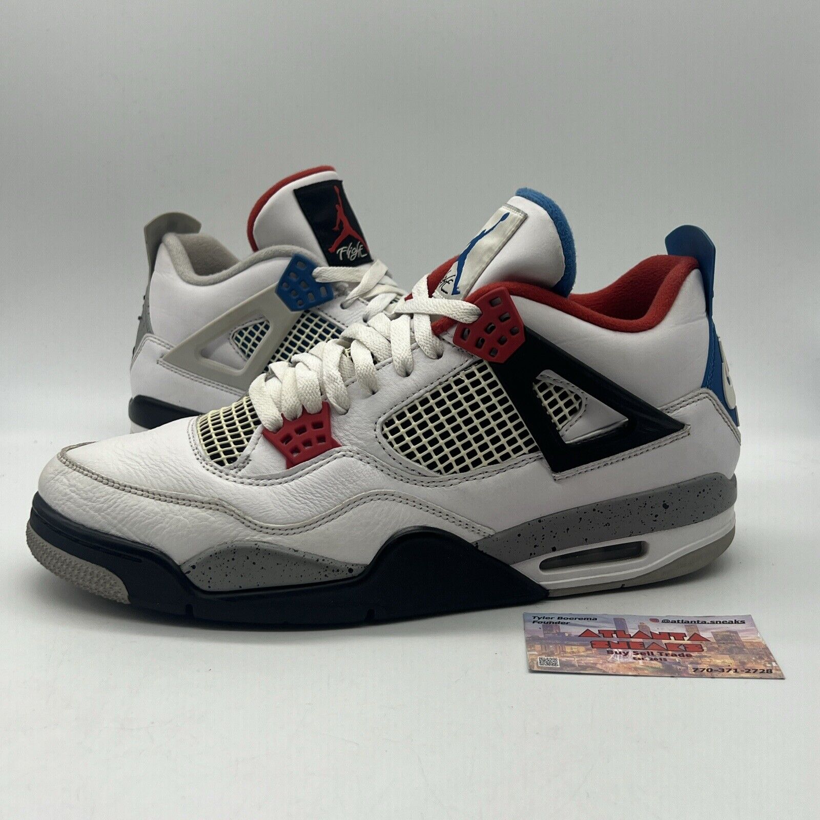 Size 10.5 - Jordan 4 Retro SE Mid What The 4 Black Blue Red Grey White Leather