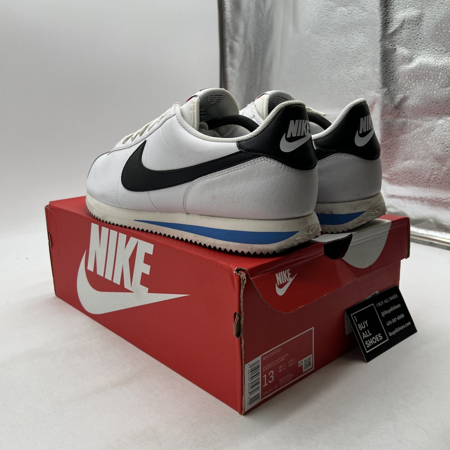 Size 13 - Nike Cortez White Black Blue (DM4044-100)