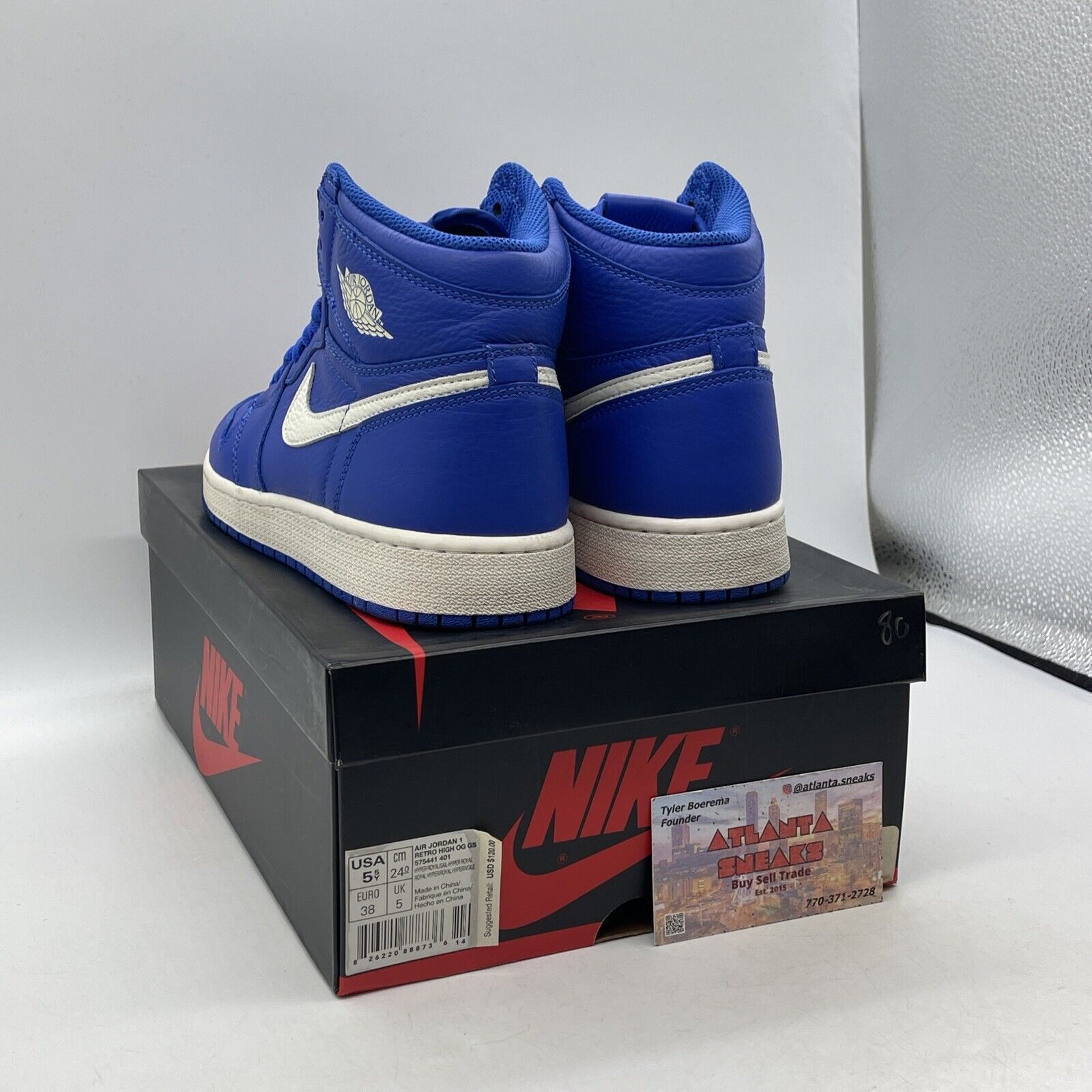 Size 5.5Y - Nike Air Jordan 1 Retro High OG GS Shoes Hyper Royal (575441-401)