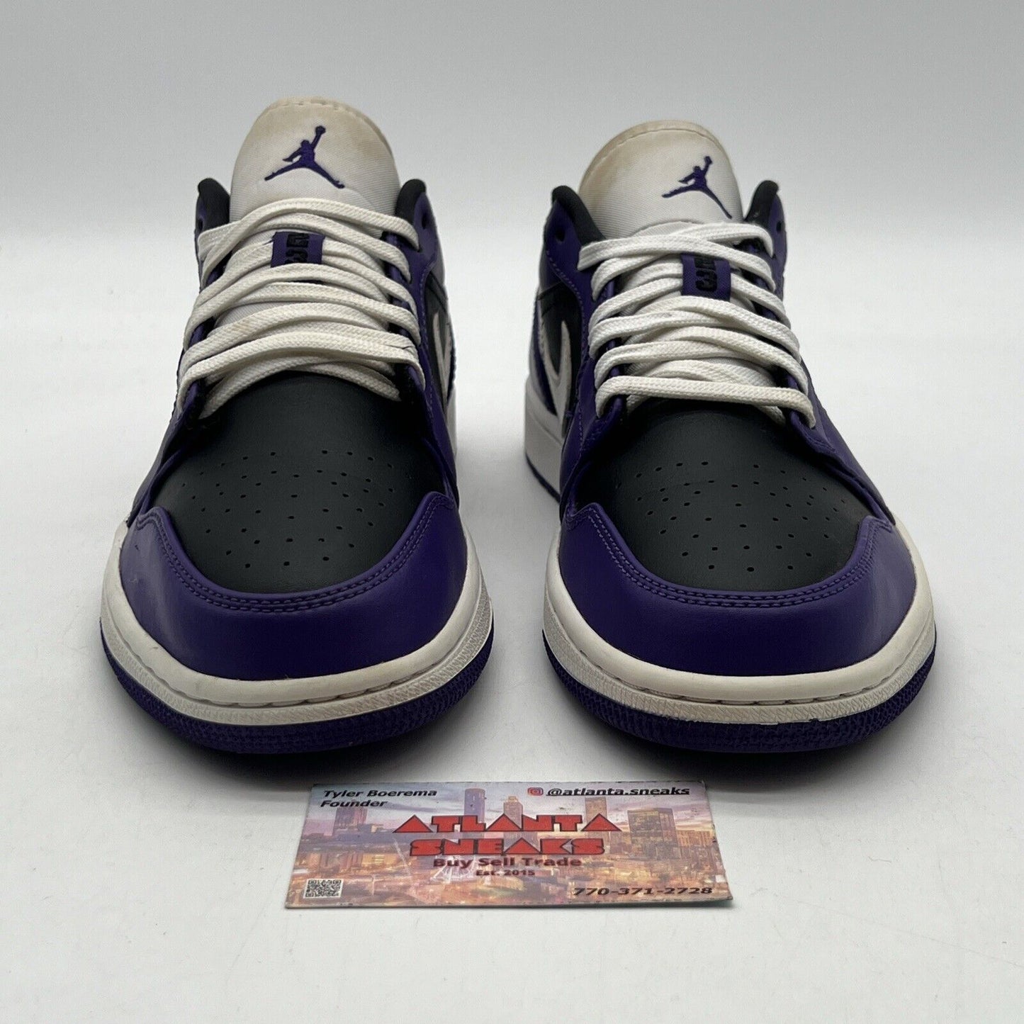 Size 8.5 - Air Jordan 1 Low Court Purple Black White Leather (553558-501)