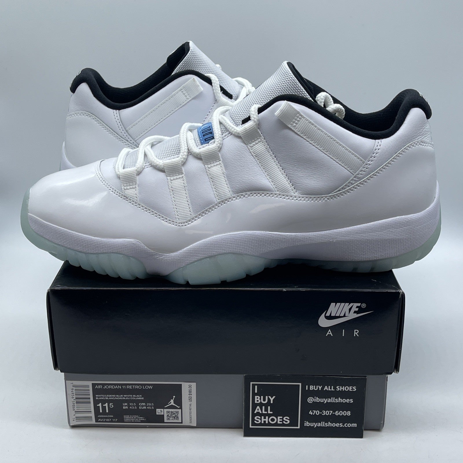 Size 11.5 - Jordan 11 Retro Low Legend Blue White Leather (AV2187-117)