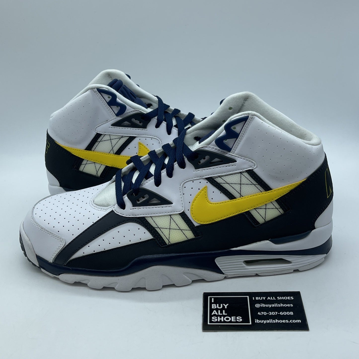 Size 13 - Nike Air Trainer SC High White Black Yellow Suede Leather (302346-110)