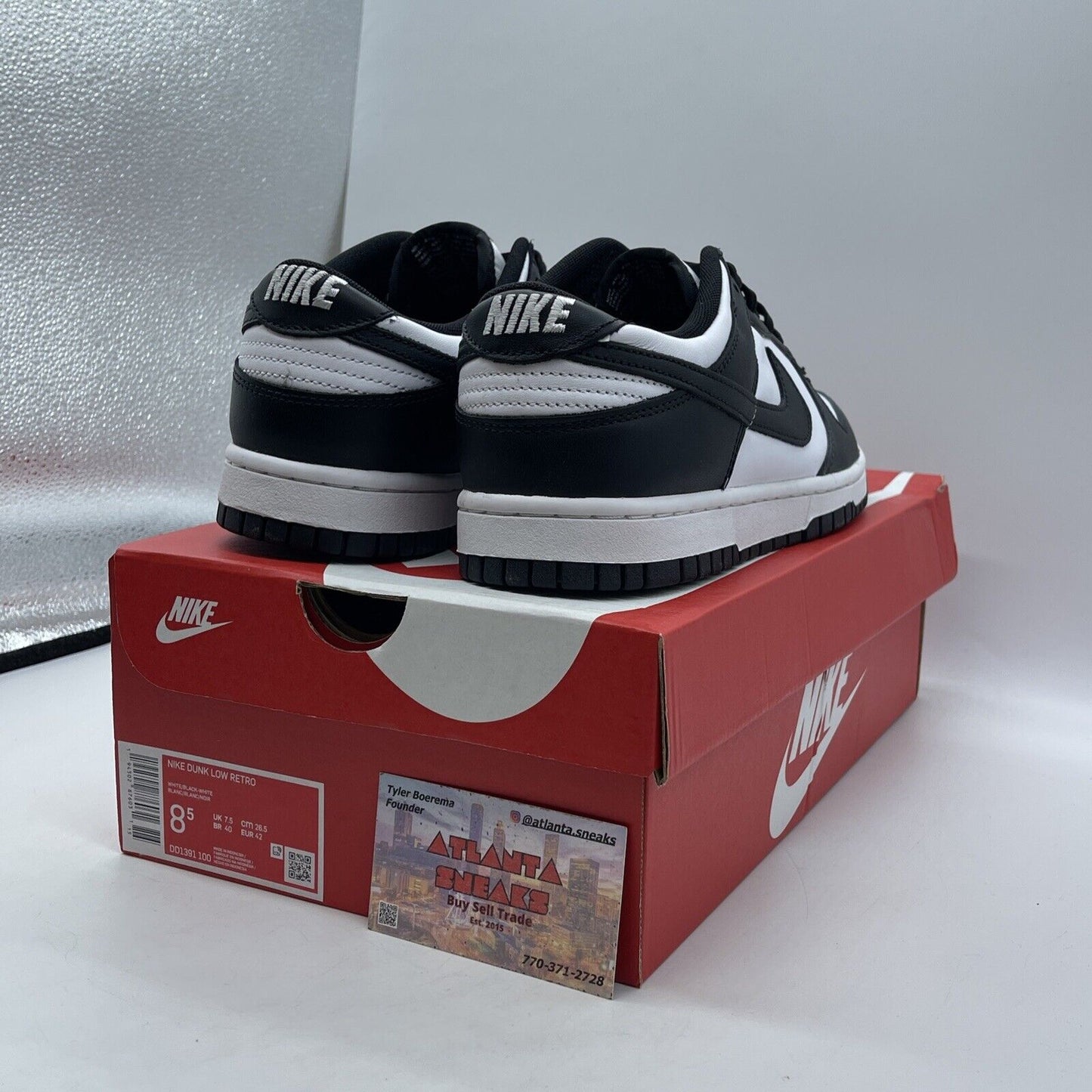 Size 8.5 - Nike Dunk Low Black White Leather (DD1391-100)