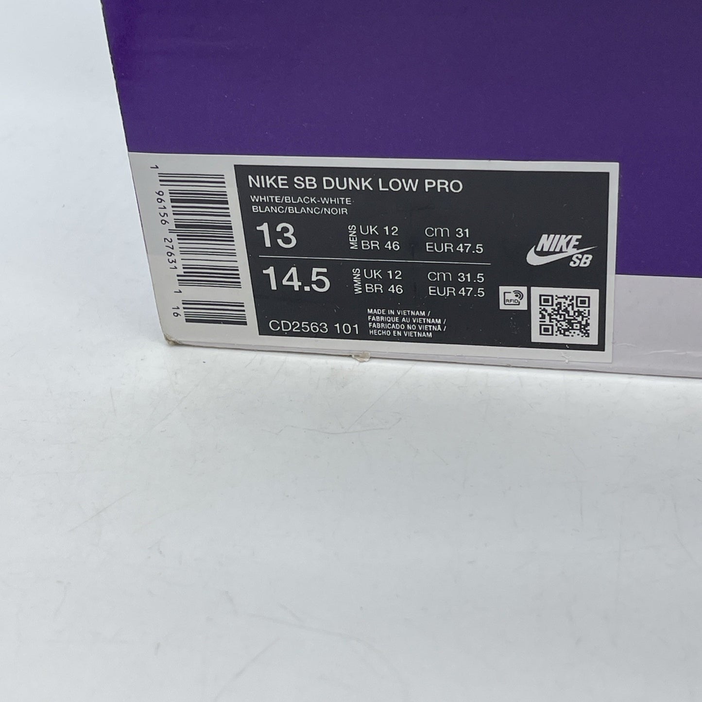 Size 13 - Nike SB Dunk Low White Gum Black Leather (CD2563-101)
