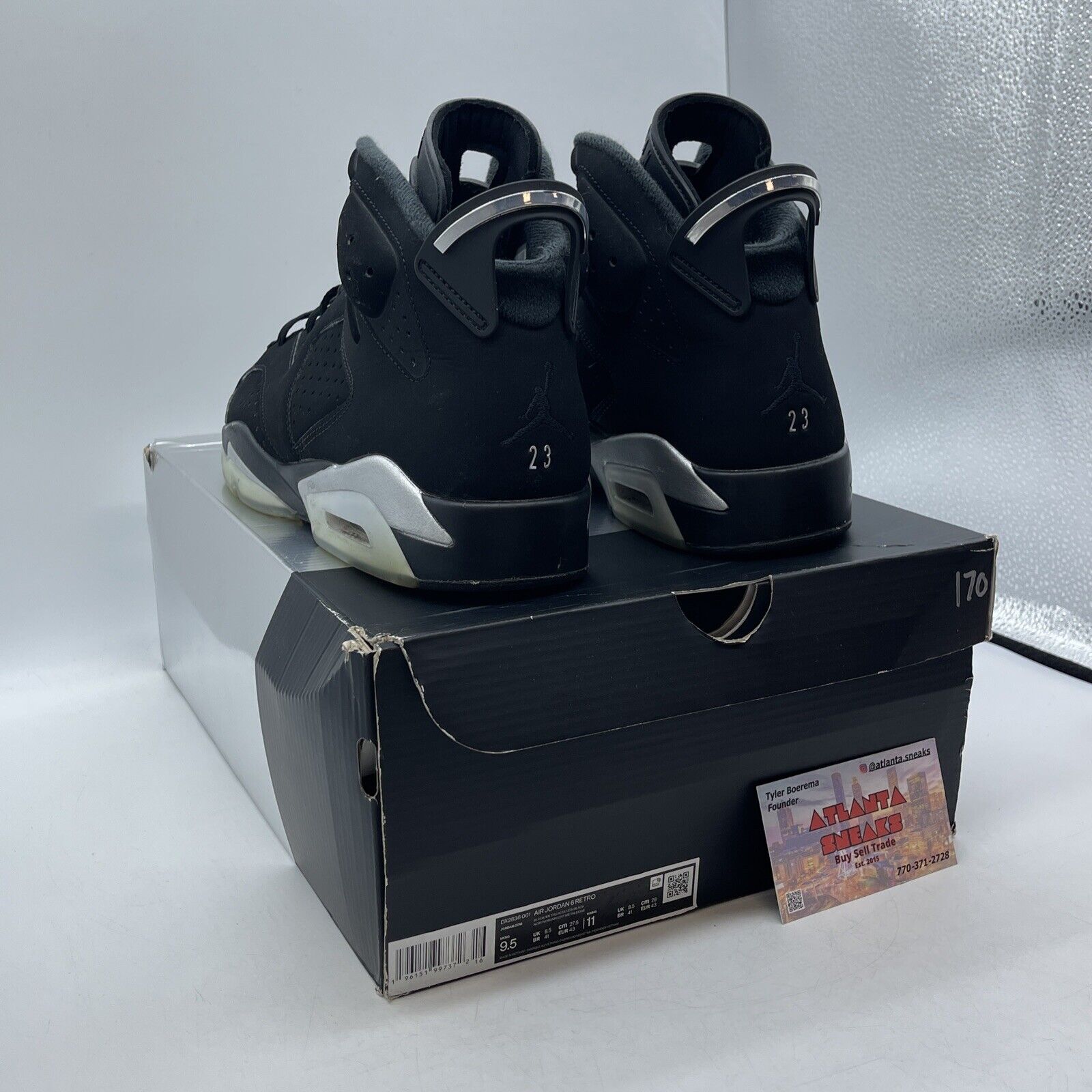 Size 9.5 - Jordan 6 Retro Mid Chrome Black White Sliver (DX2836-001)